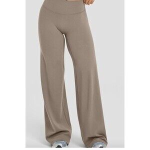 New Womens OQQ Taupe High Waist Wide Leg Yoga Pants XL